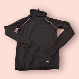 Nike Dri-Fit Running Shirt Womens XS Black Stretch Thumb Hole Sleeve Performance